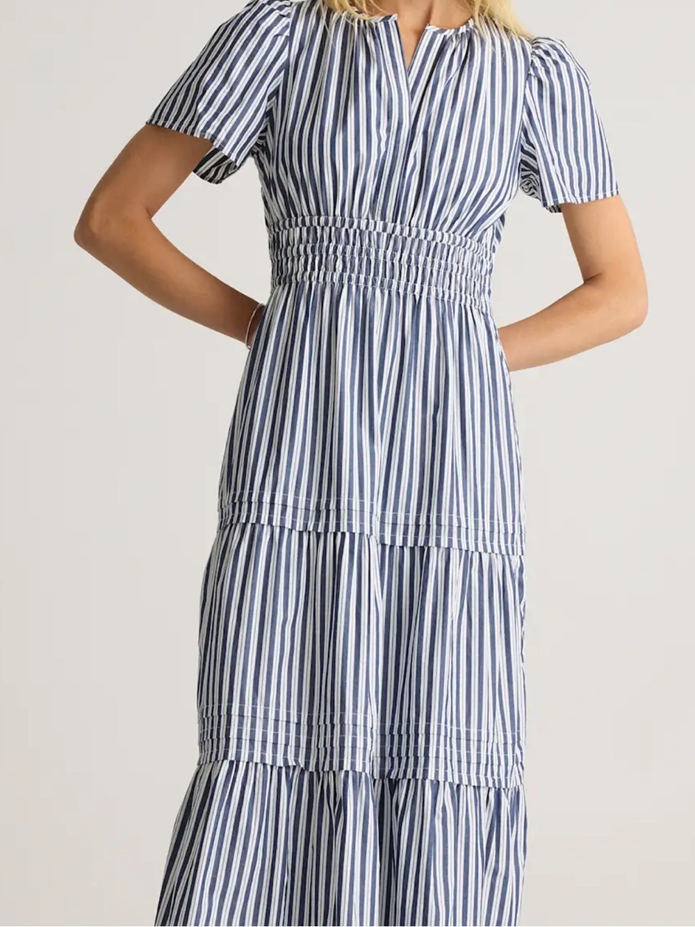 Quince Blue and White Striped Maxi Dress